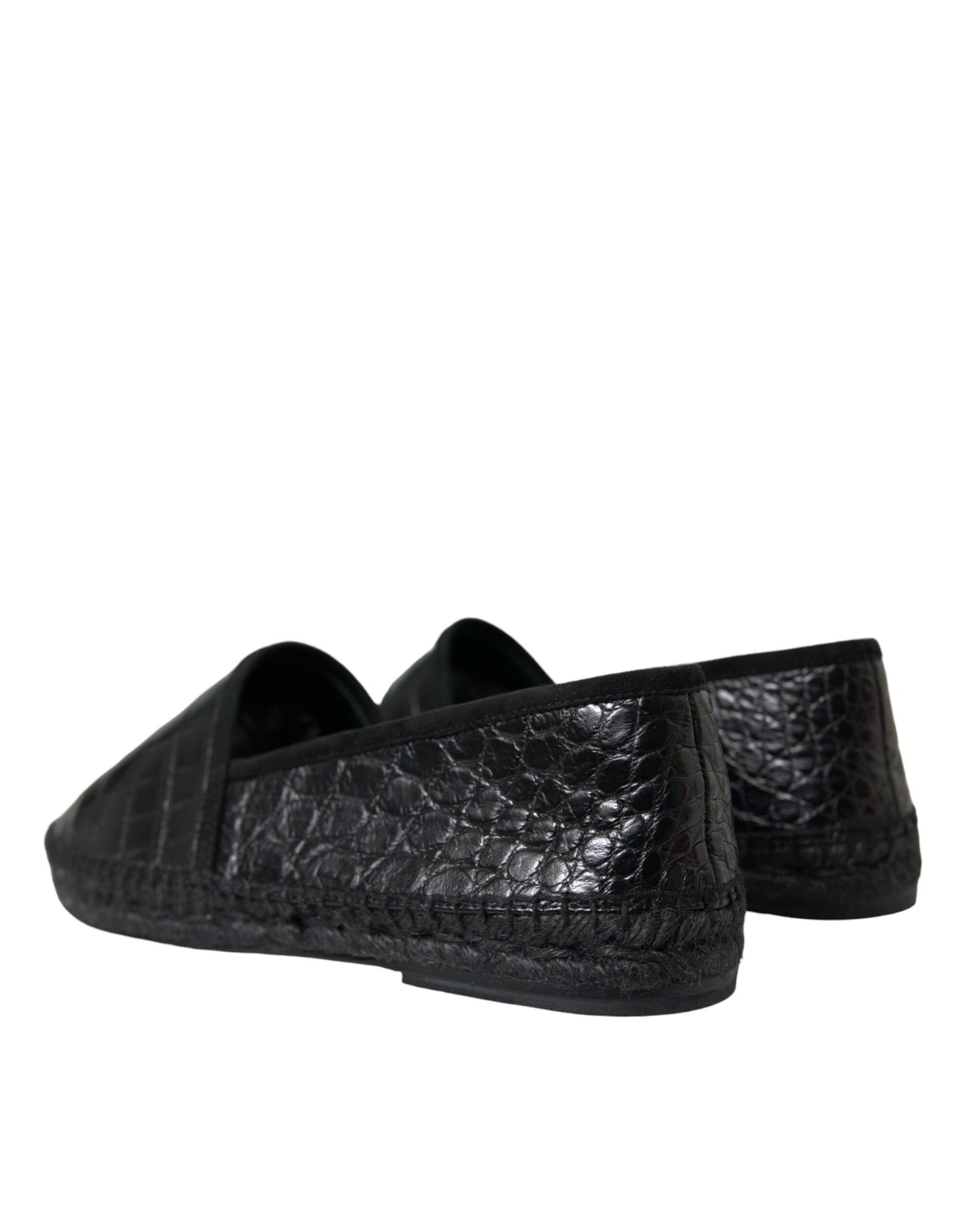 Espadrilles à enfiler en cuir exotique noir