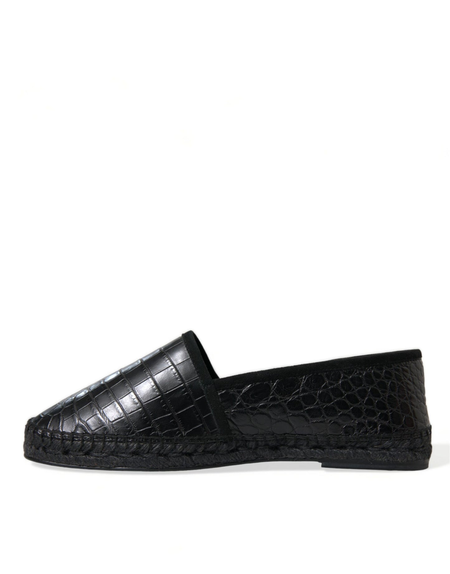 Espadrilles à enfiler en cuir exotique noir
