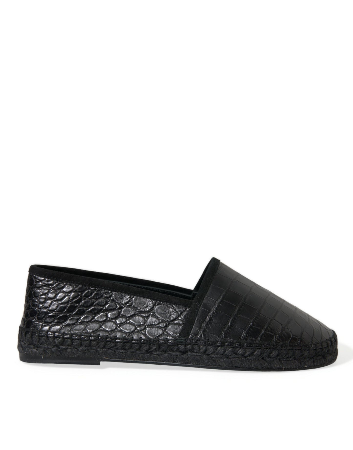 Espadrilles à enfiler en cuir exotique noir