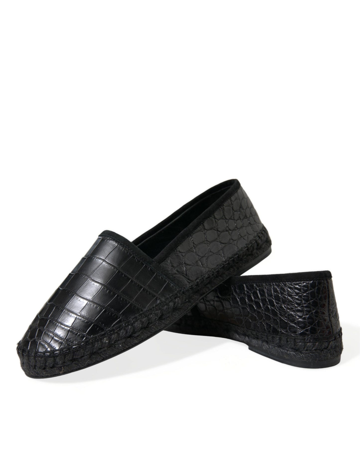 Espadrilles à enfiler en cuir exotique noir