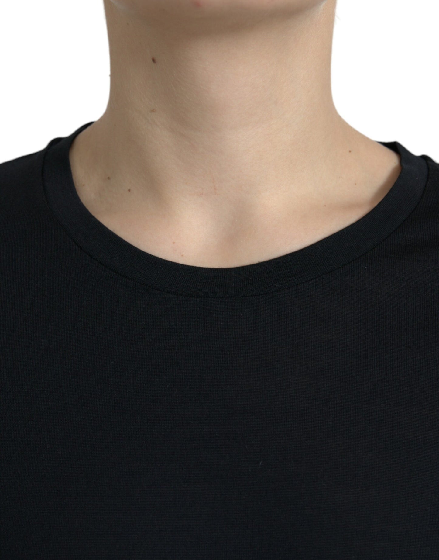 T-shirt ras du cou à manches courtes en laine noire