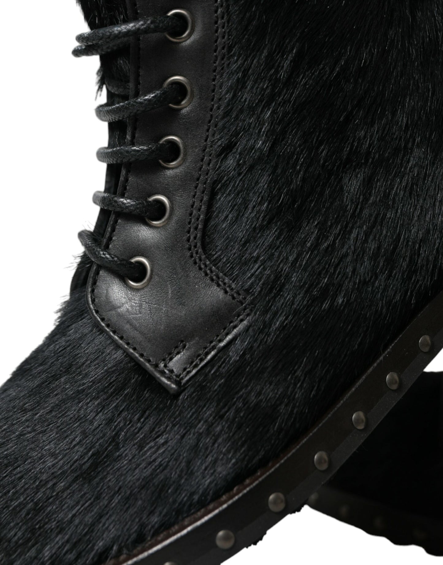 Bottes mi-mollet en cuir noir style poney