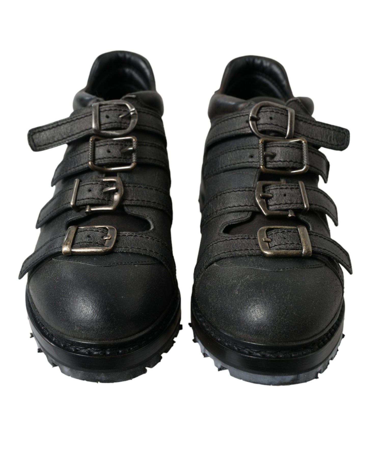 Botines negros con correa de cuero para hombre
