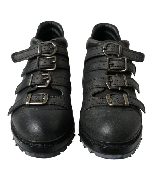 Botines negros con correa de cuero para hombre