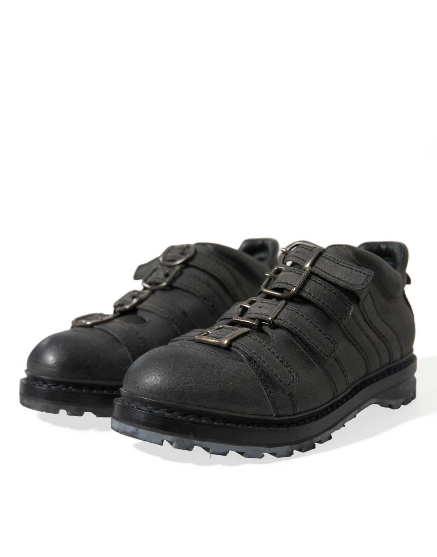 Botines negros con correa de cuero para hombre