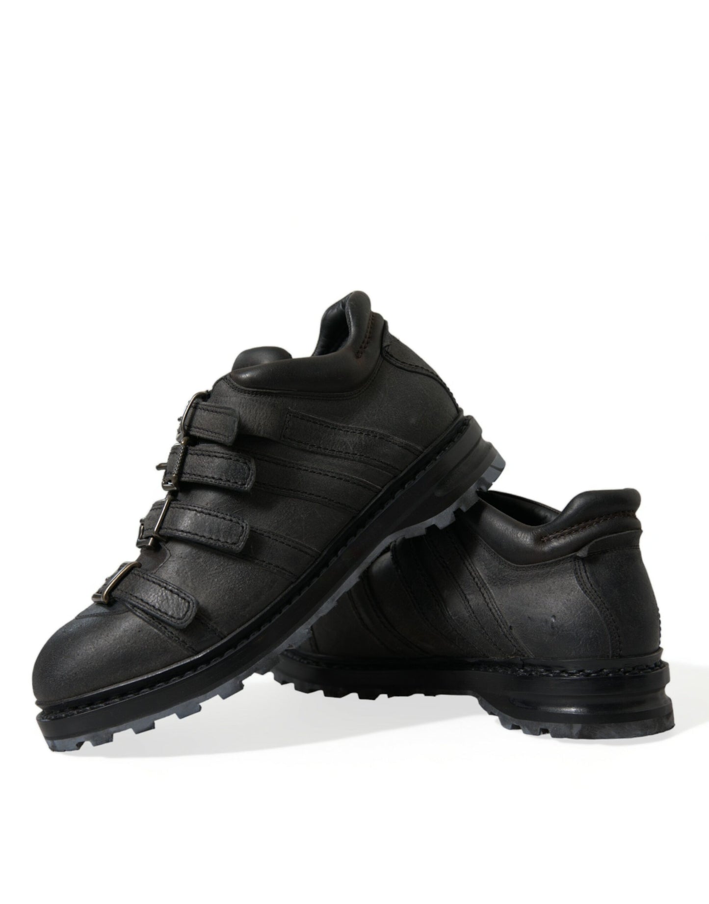 Botines negros con correa de cuero para hombre