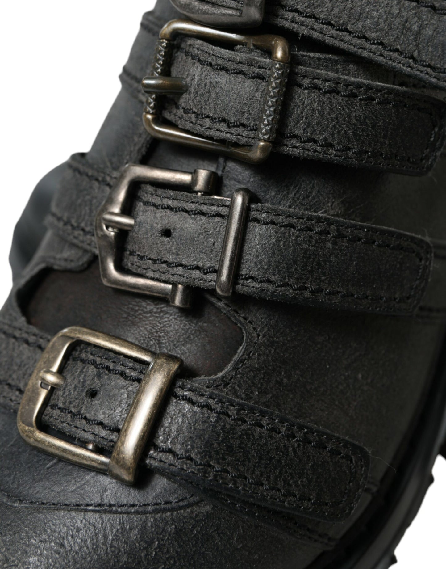 Botines negros con correa de cuero para hombre