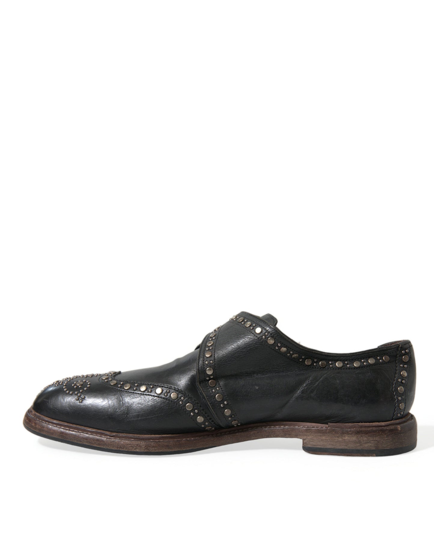 Zapatos de vestir con tachuelas y correa de monje de cuero negro