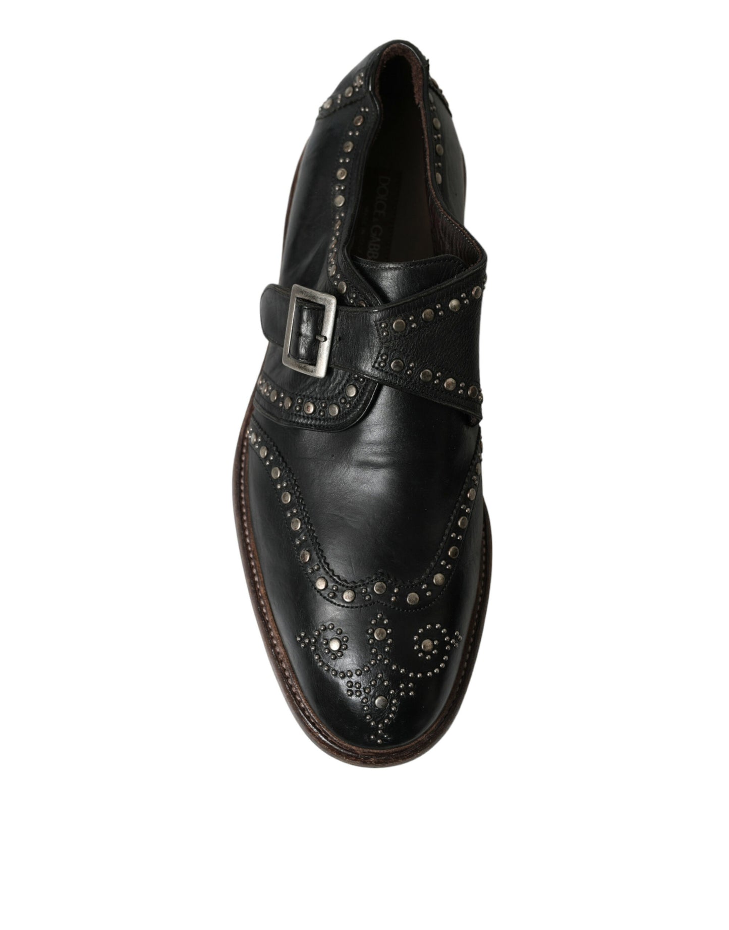 Zapatos de vestir con tachuelas y correa de monje de cuero negro