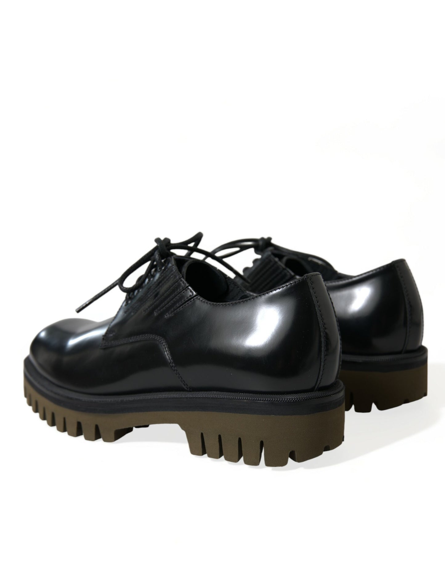 Zapatos de vestir Derby de cuero negro con cordones para hombre