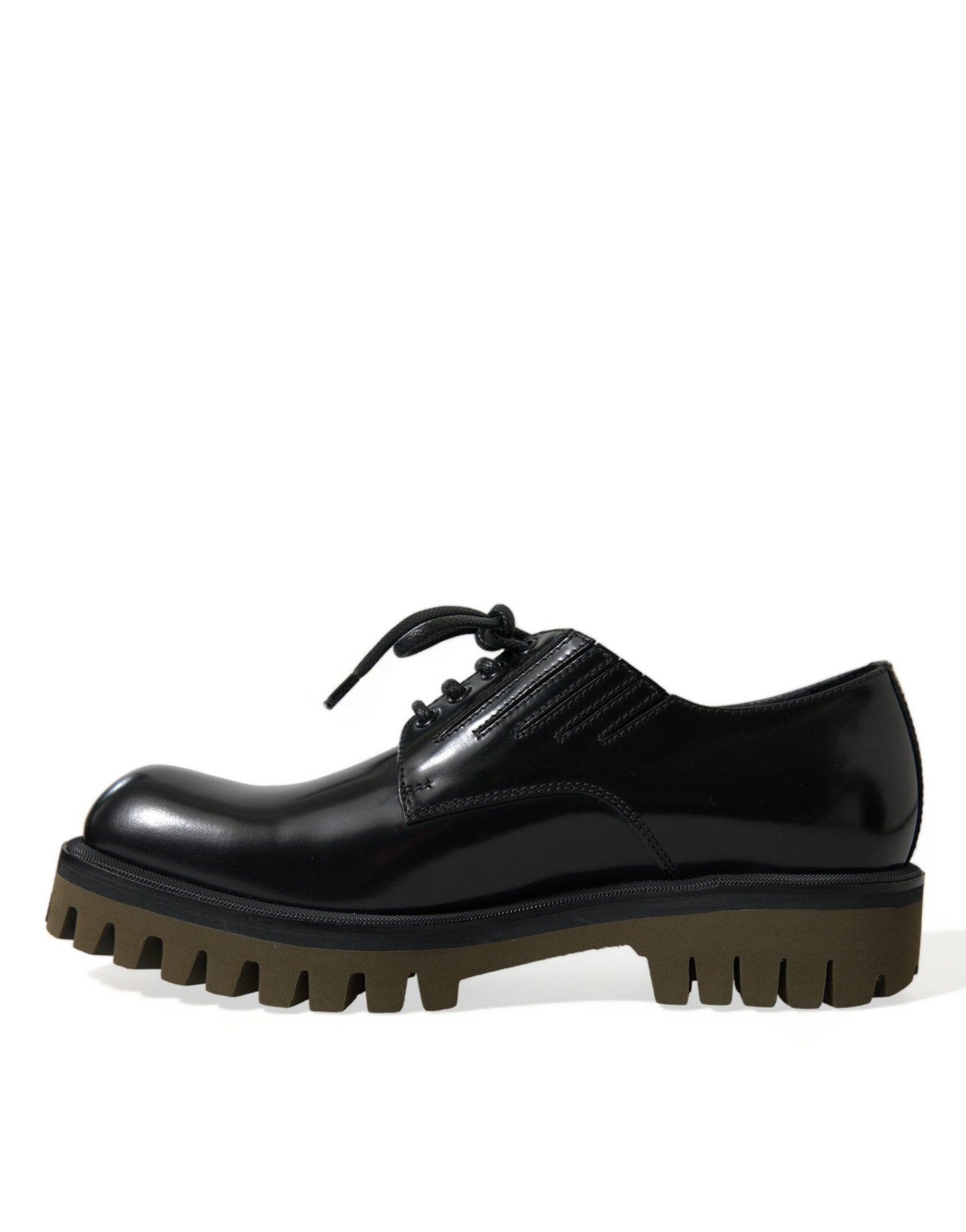 Zapatos de vestir Derby de cuero negro con cordones para hombre