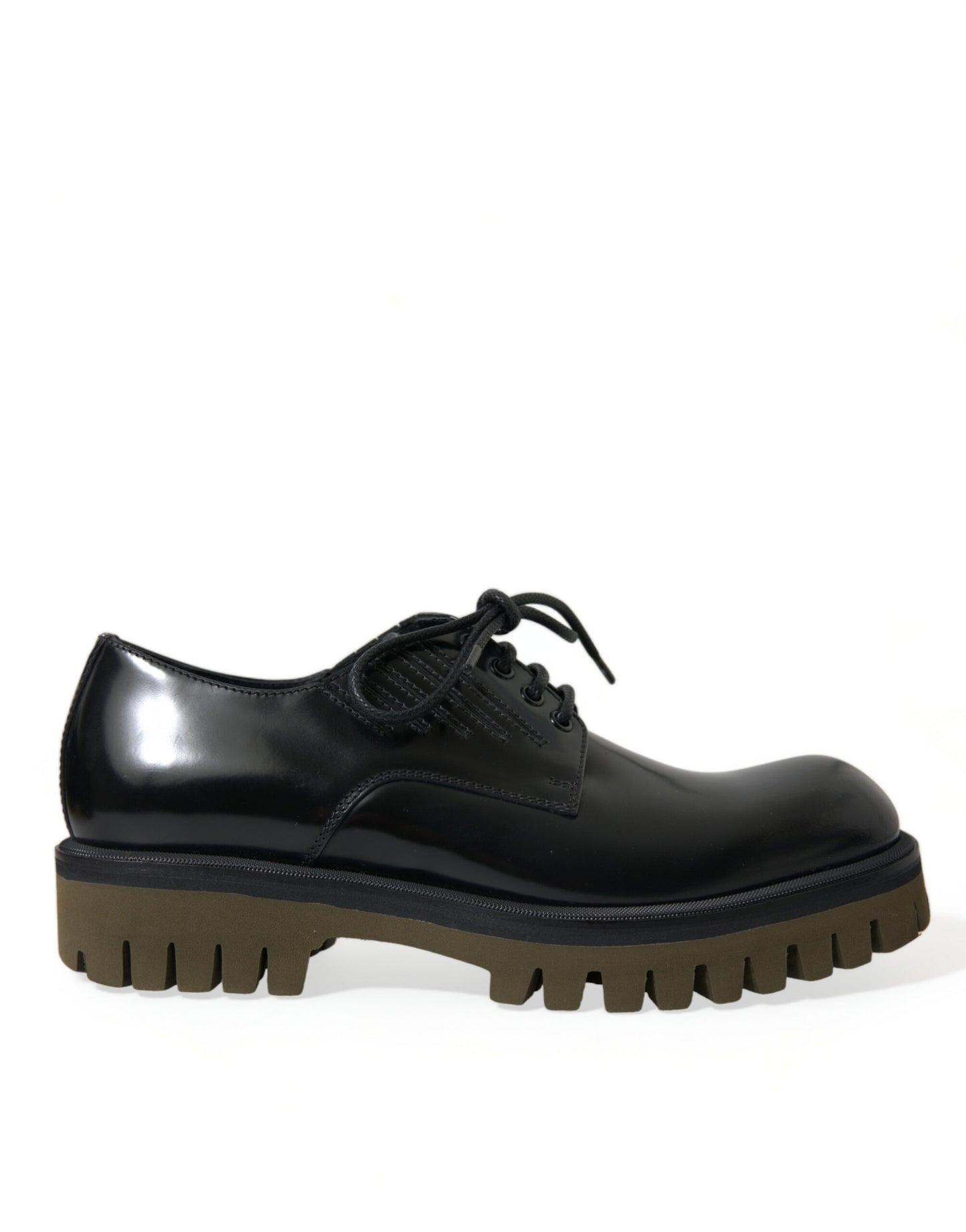 Zapatos de vestir Derby de cuero negro con cordones para hombre