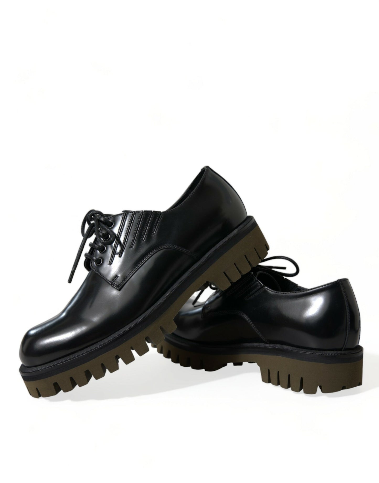 Zapatos de vestir Derby de cuero negro con cordones para hombre