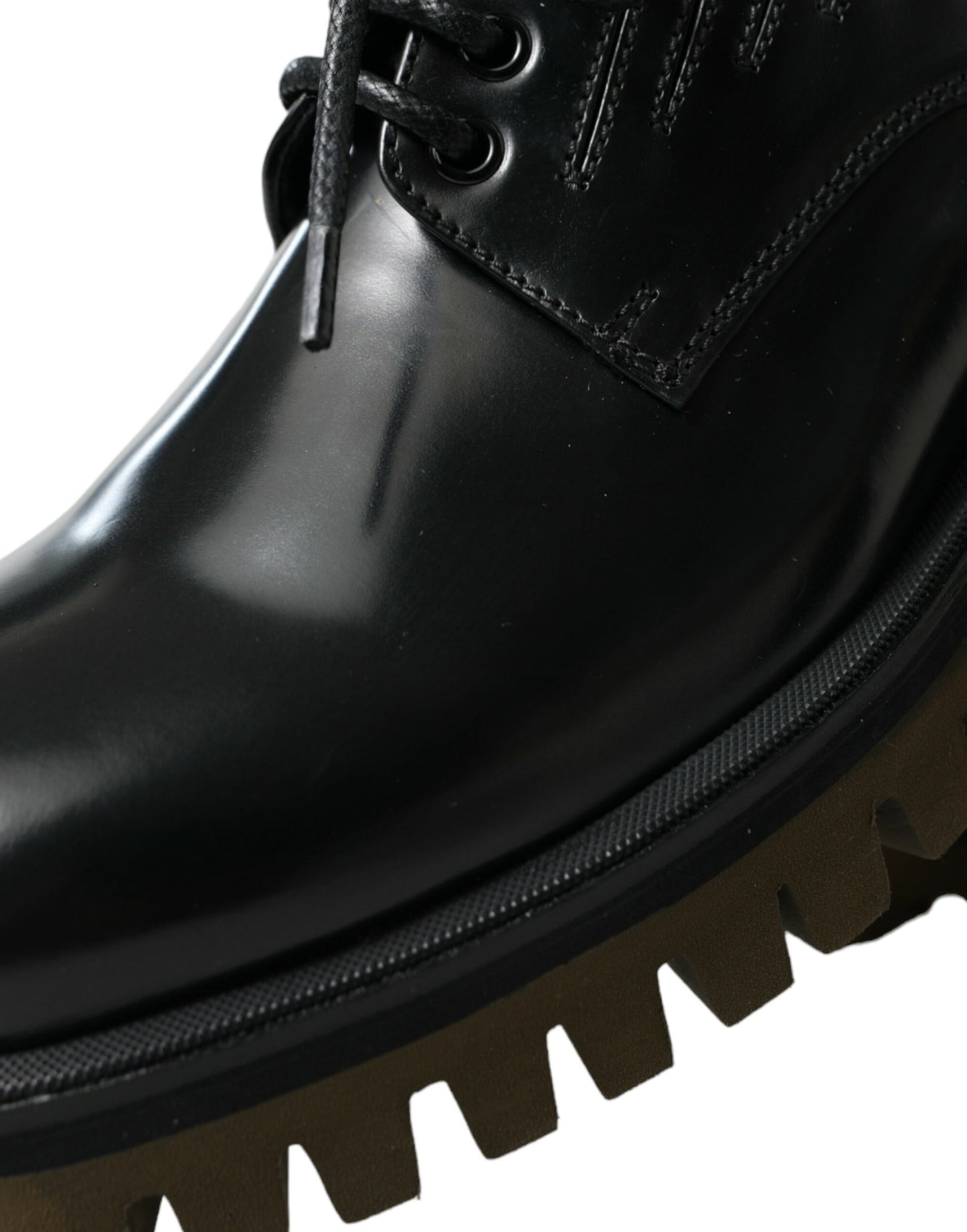Zapatos de vestir Derby de cuero negro con cordones para hombre