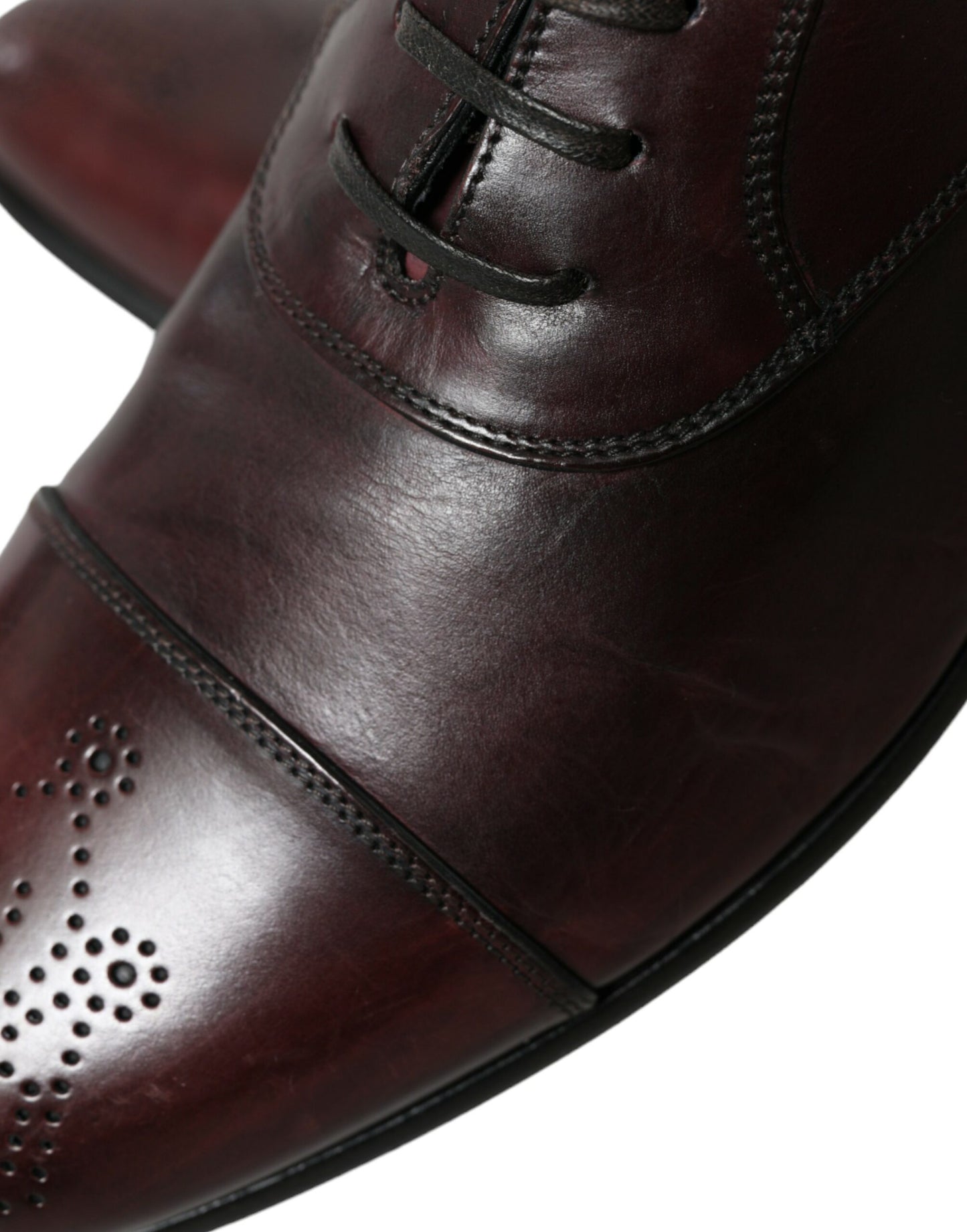 Zapatos de vestir Derby formales de cuero burdeos para hombre