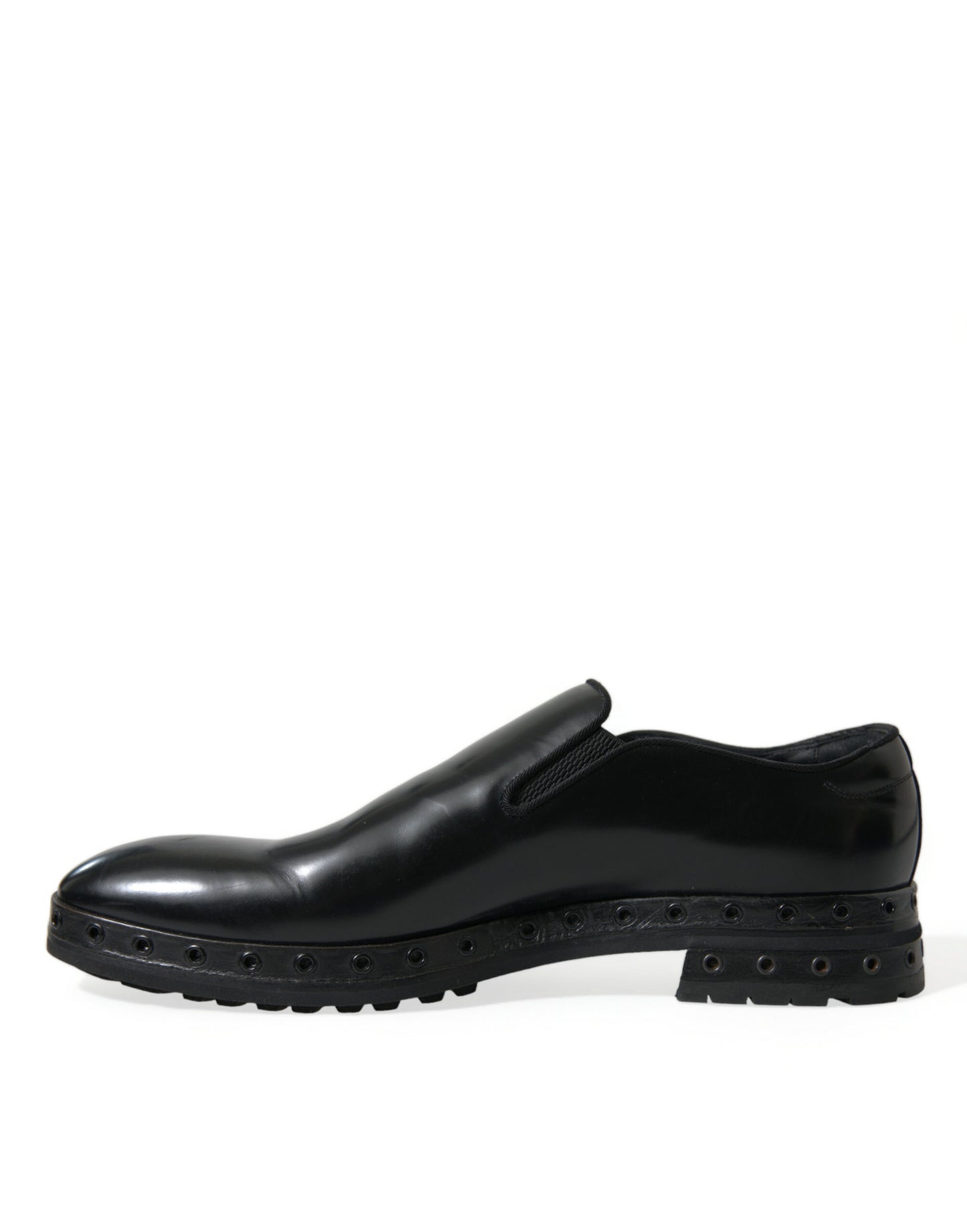 Mocasines de vestir de cuero negro con tachuelas