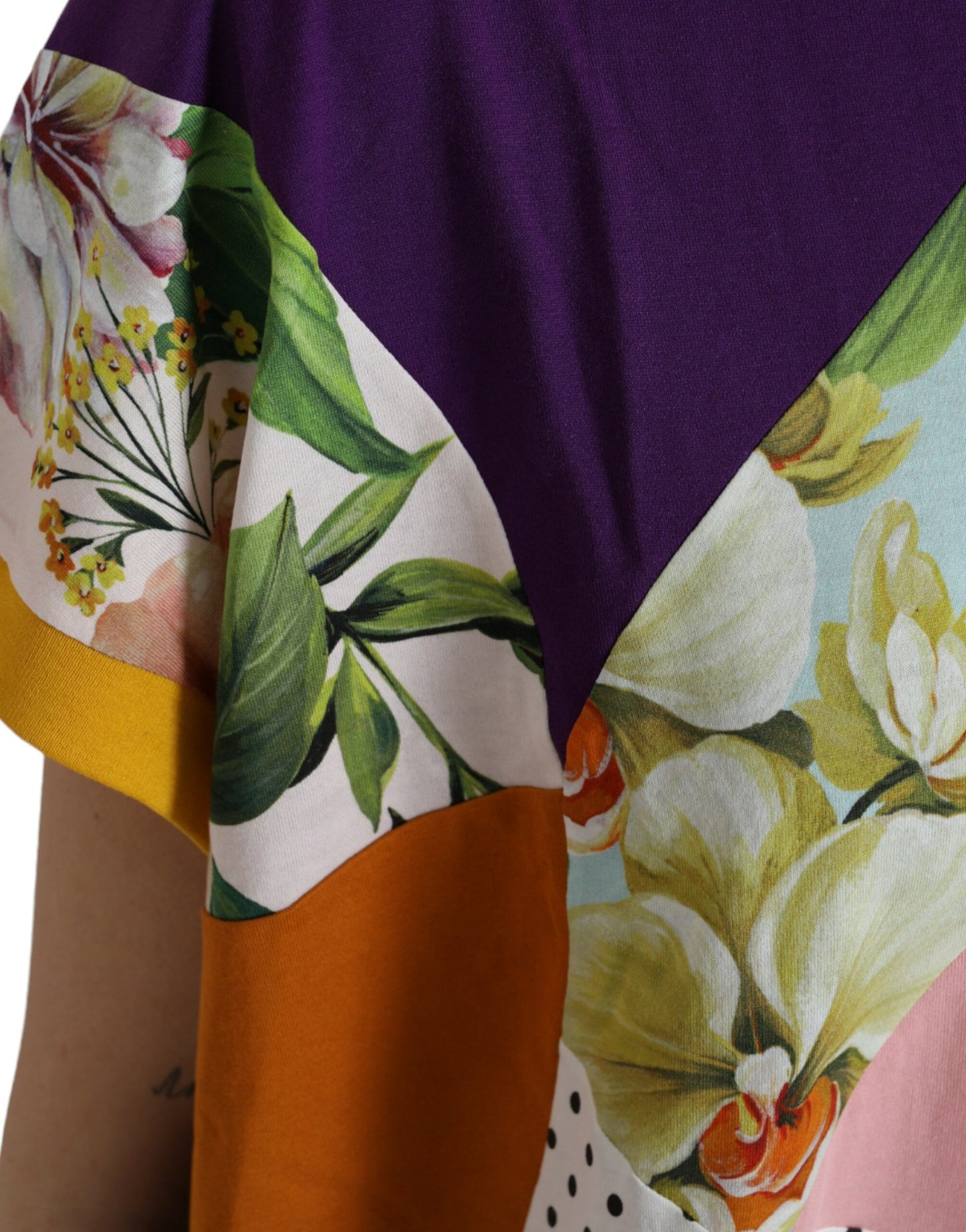 Blusa de seda y algodón con patchwork multicolor