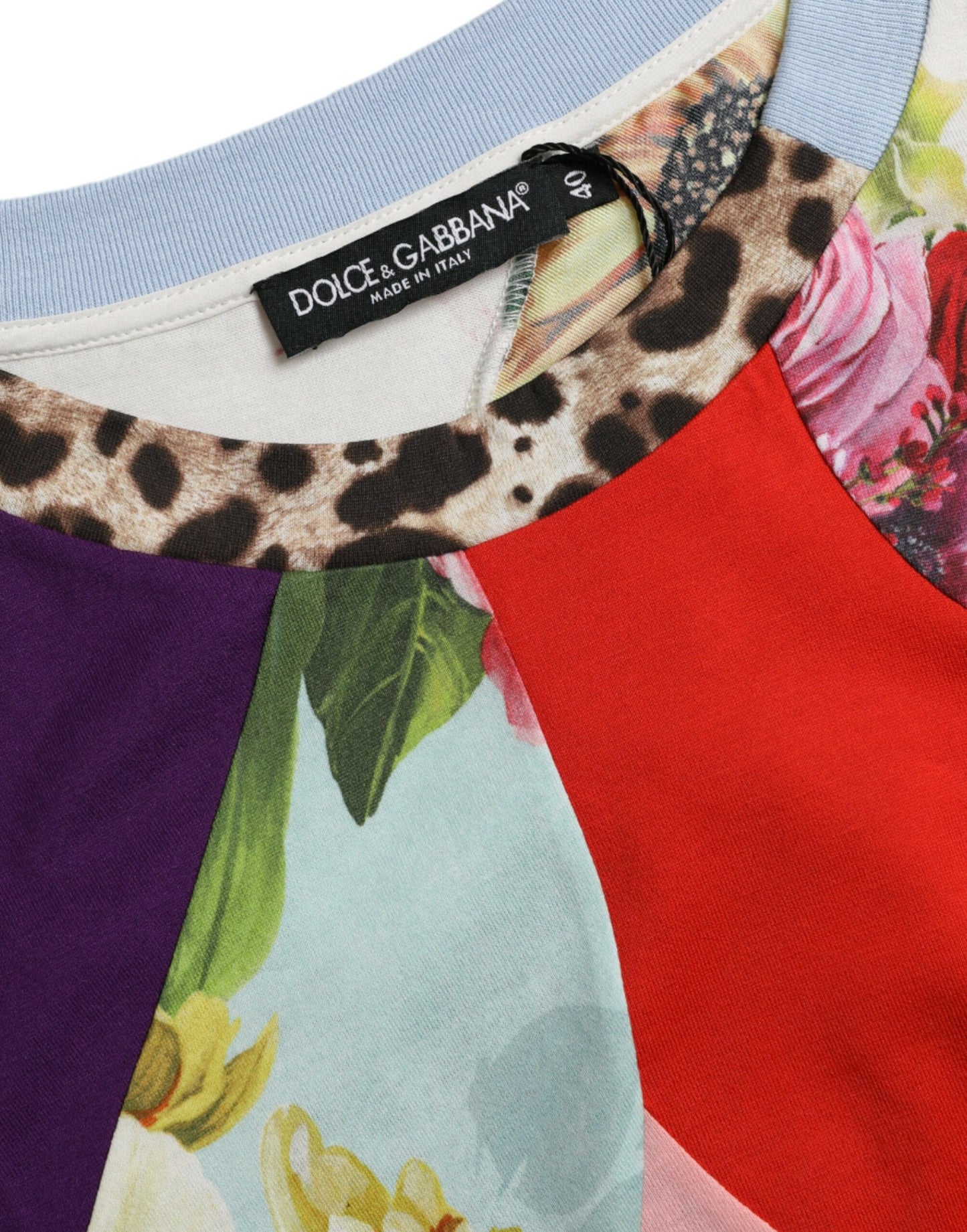 Blusa de seda y algodón con patchwork multicolor