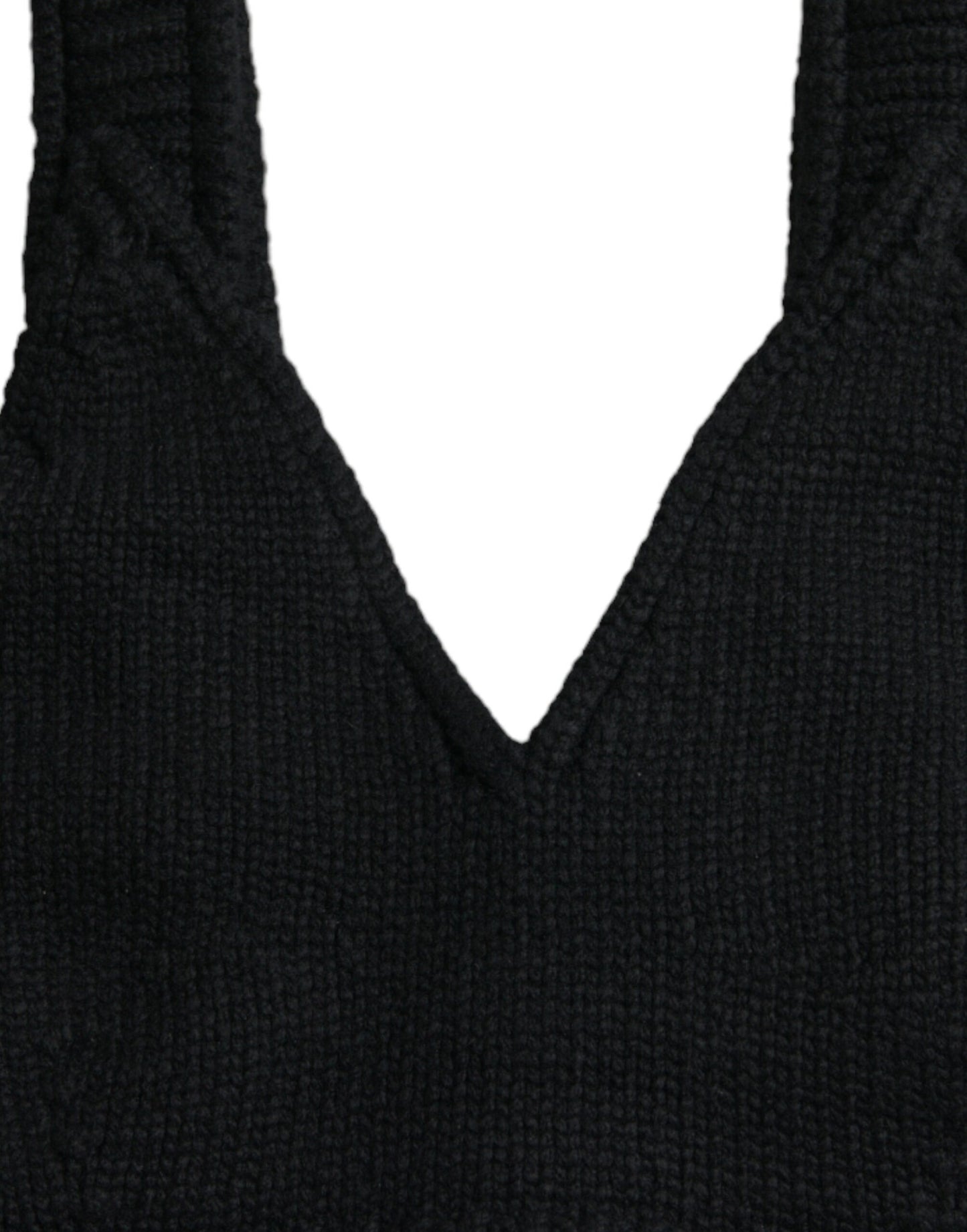 Top bustier negro corto de cachemira con cuello en V