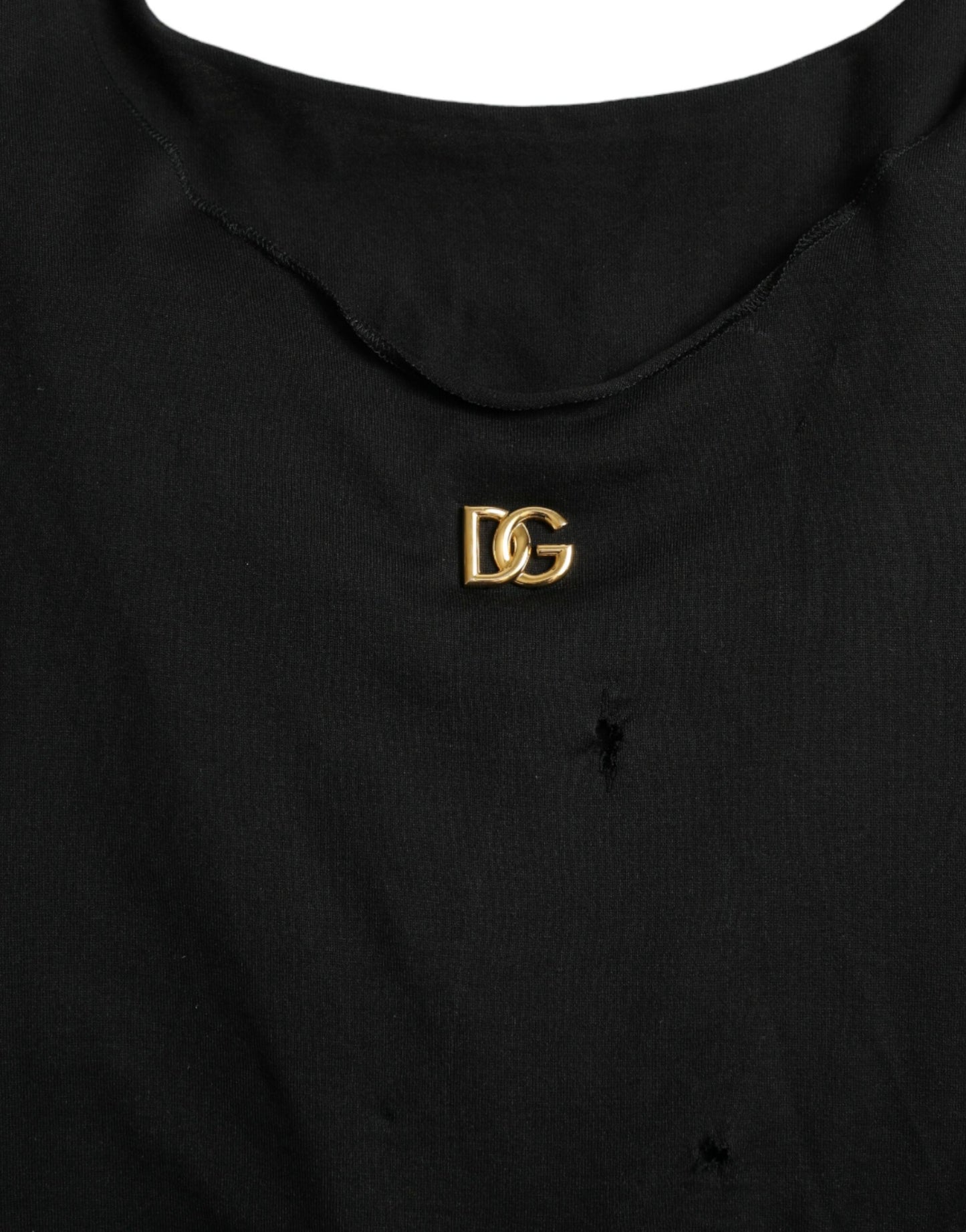 Camiseta sin mangas de algodón negro con cuello redondo y cordones con logotipo