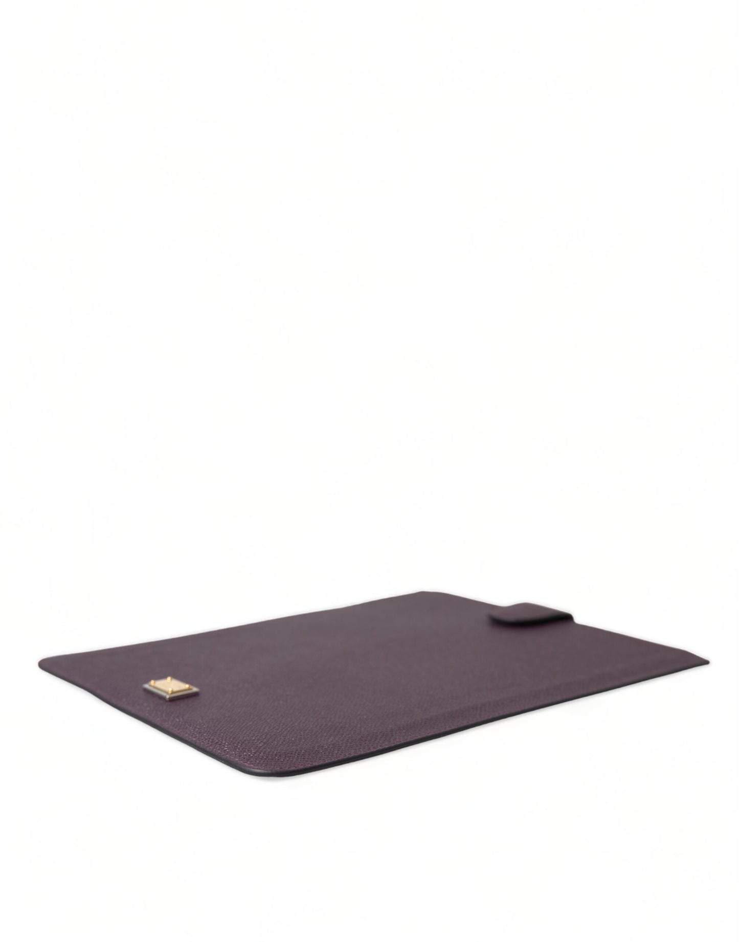 Funda para tableta de cuero marrón oscuro con placa de logotipo