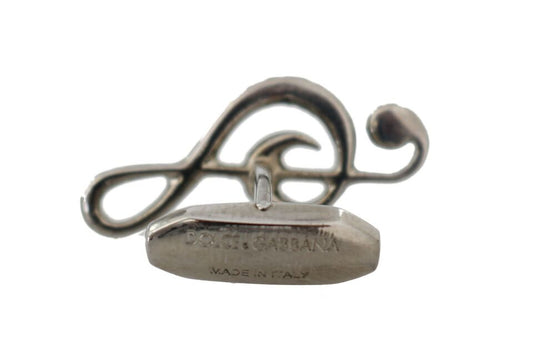 Gemelos de cristal con clave de sol de latón plateado