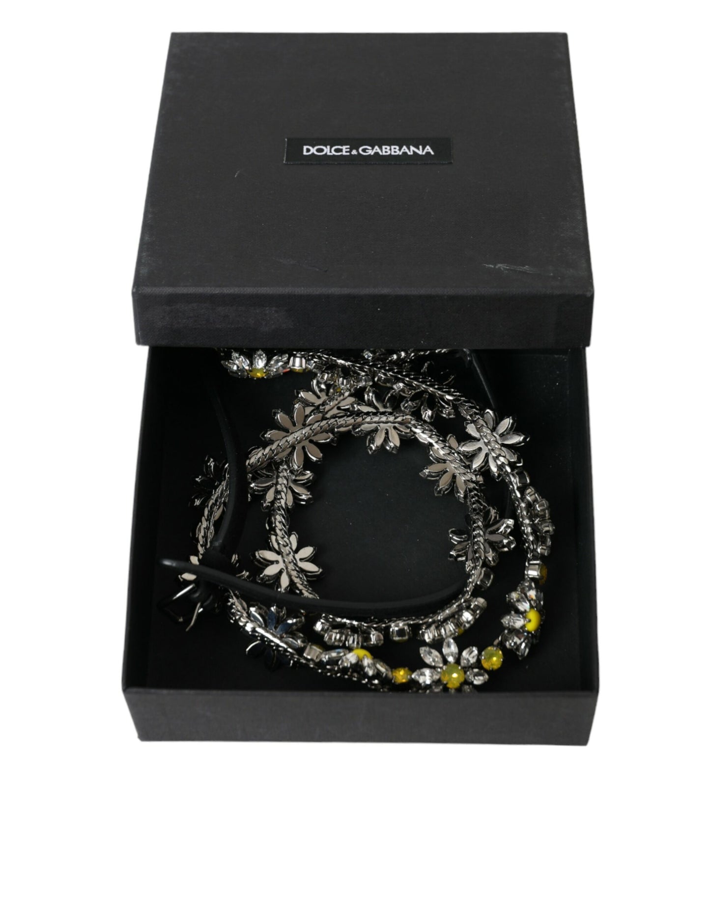 Ceinture Dauphine en cristal et marguerite noire