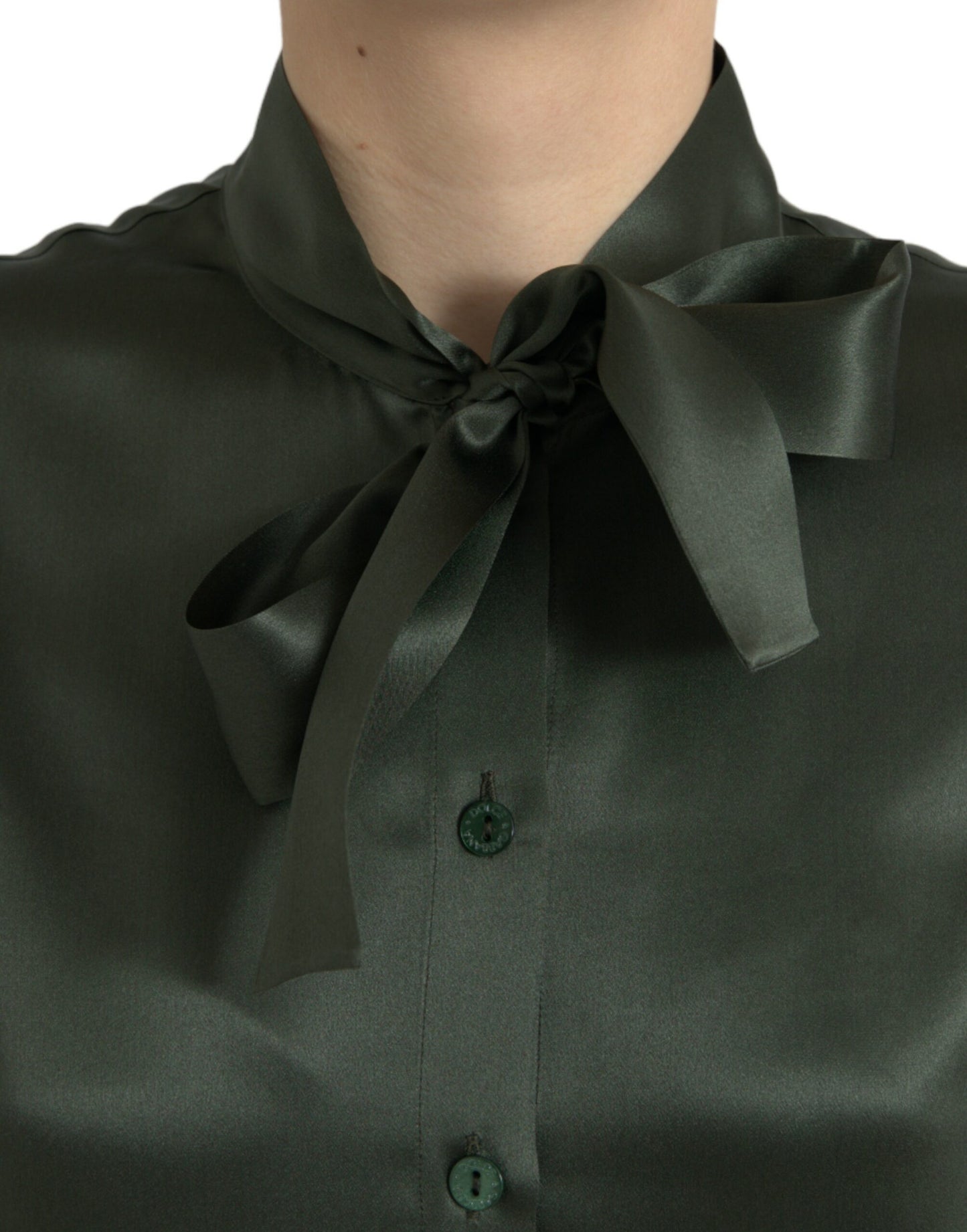 Blusa gris de manga larga con cuello Ascot