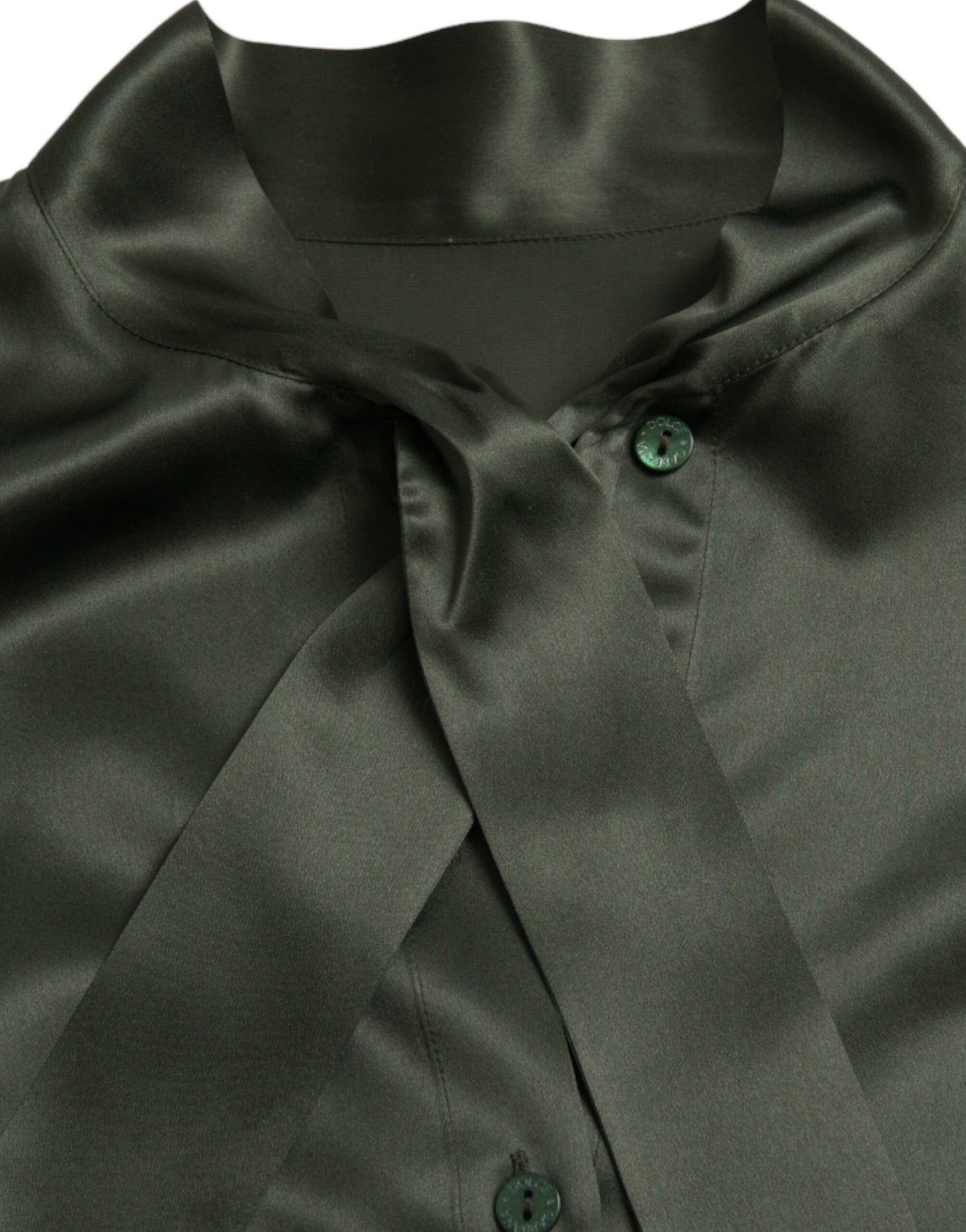 Blusa gris de manga larga con cuello Ascot