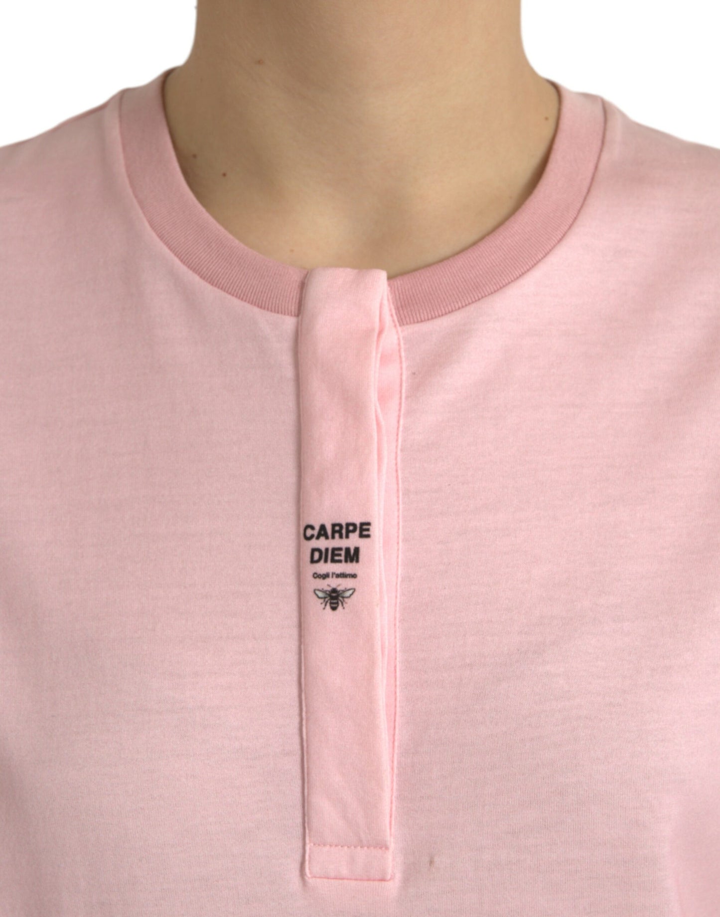 Camiseta de manga corta de algodón con estampado floral rosa