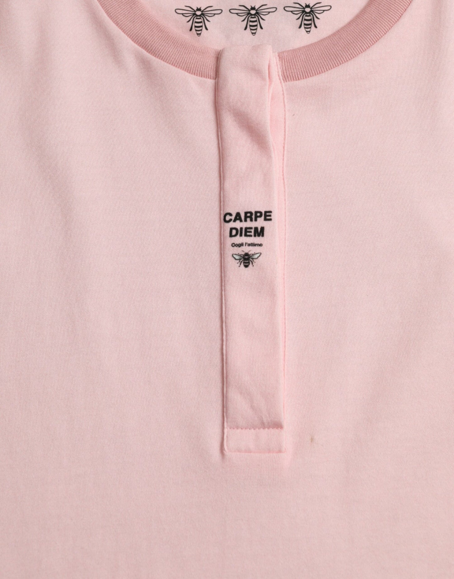 Camiseta de manga corta de algodón con estampado floral rosa