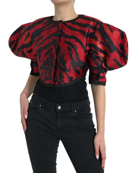 Veste courte à motifs noirs et rouges