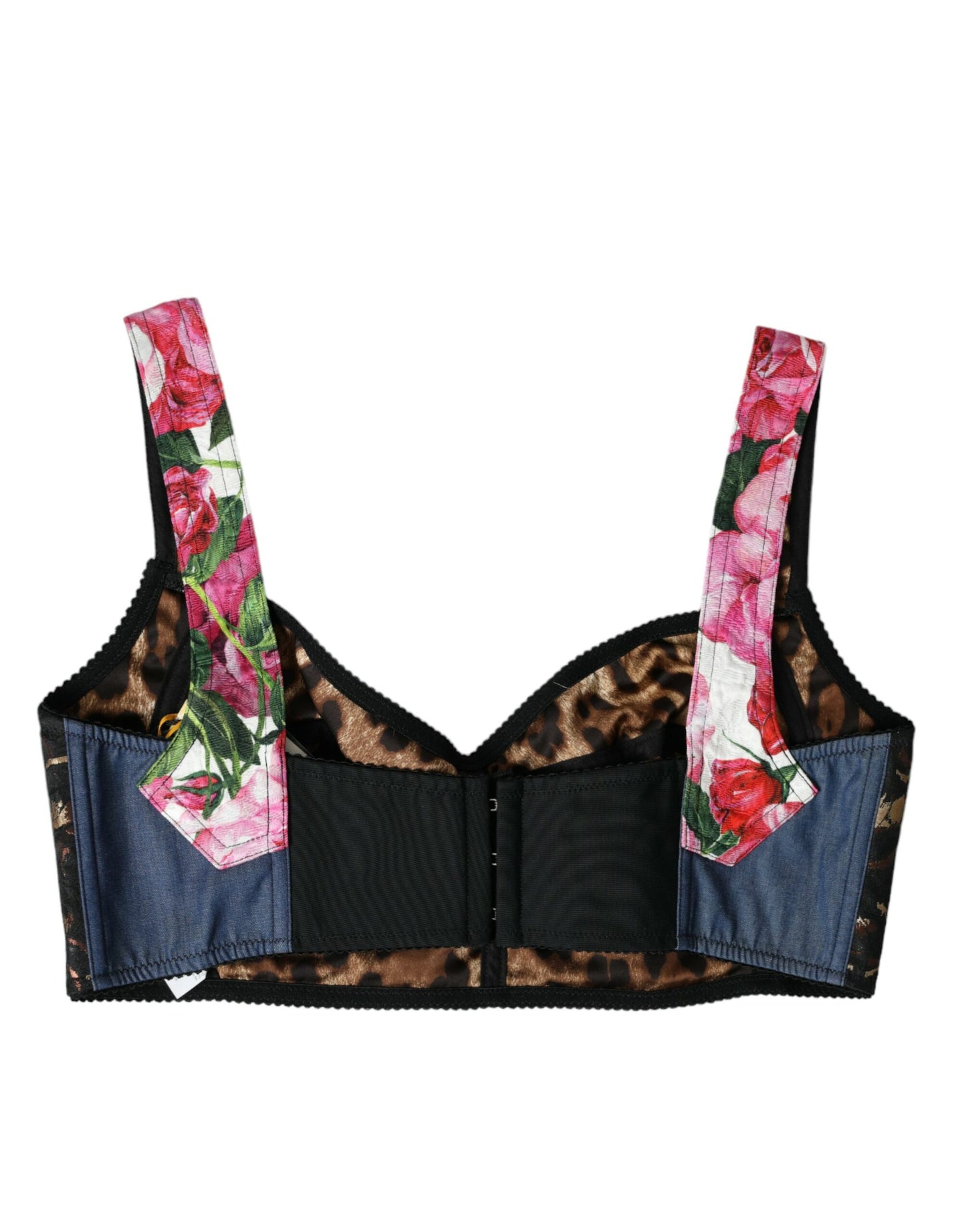 Top corto con corpiño y patchwork floral multicolor