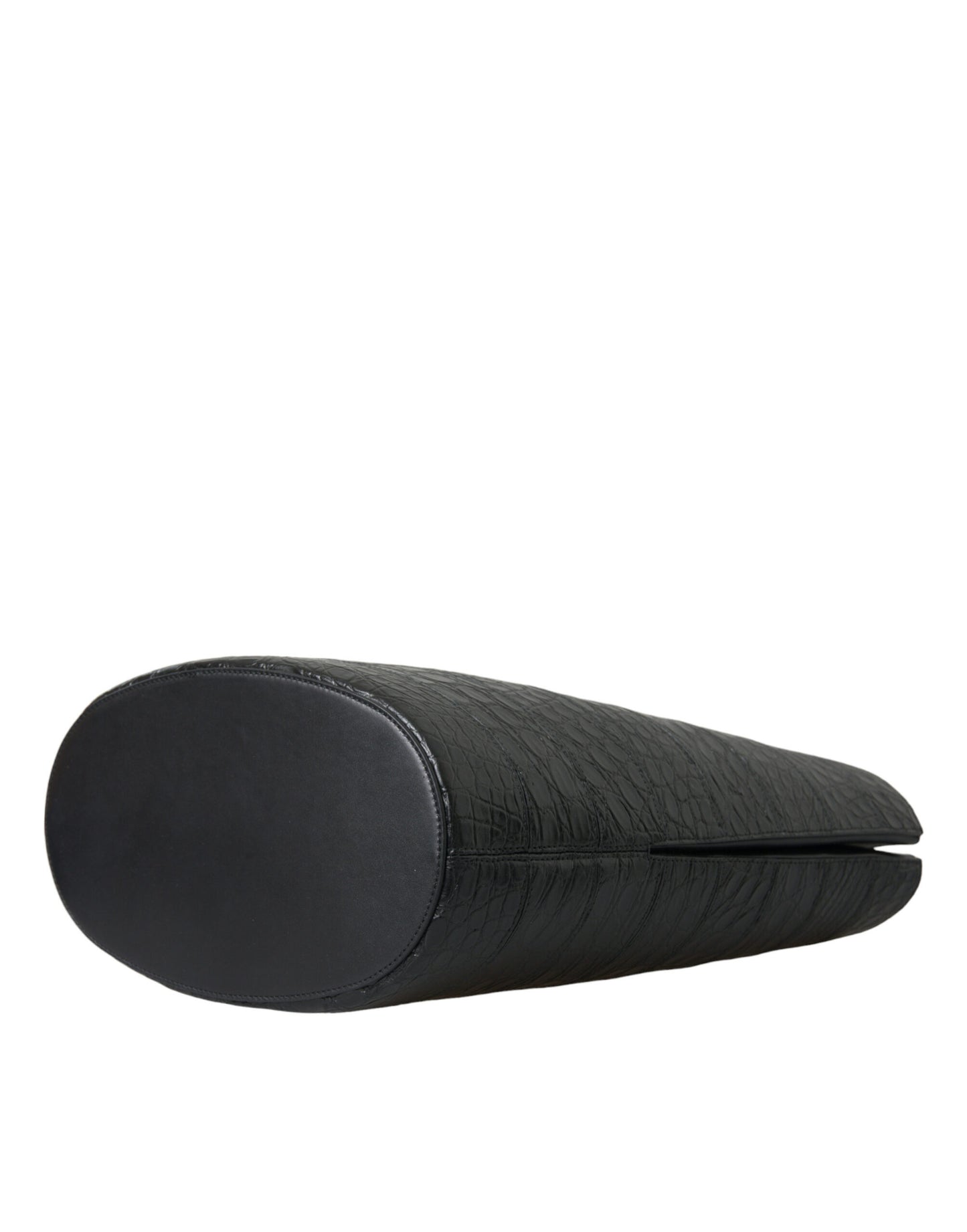 Bolso tote maxi tipo cubo de piel exótica negra
