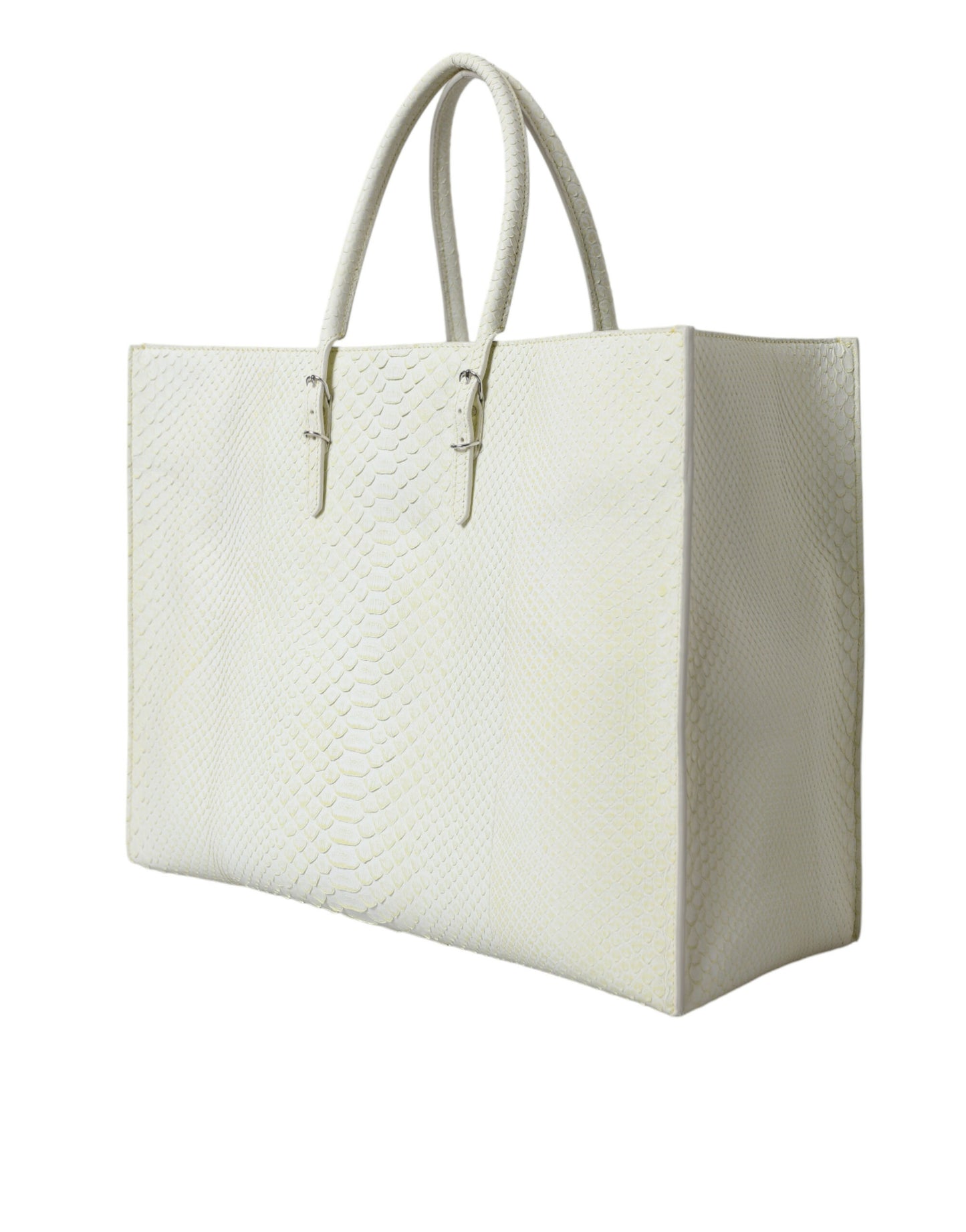 Bolso de compras PAPIER de piel exótica blanca y amarilla