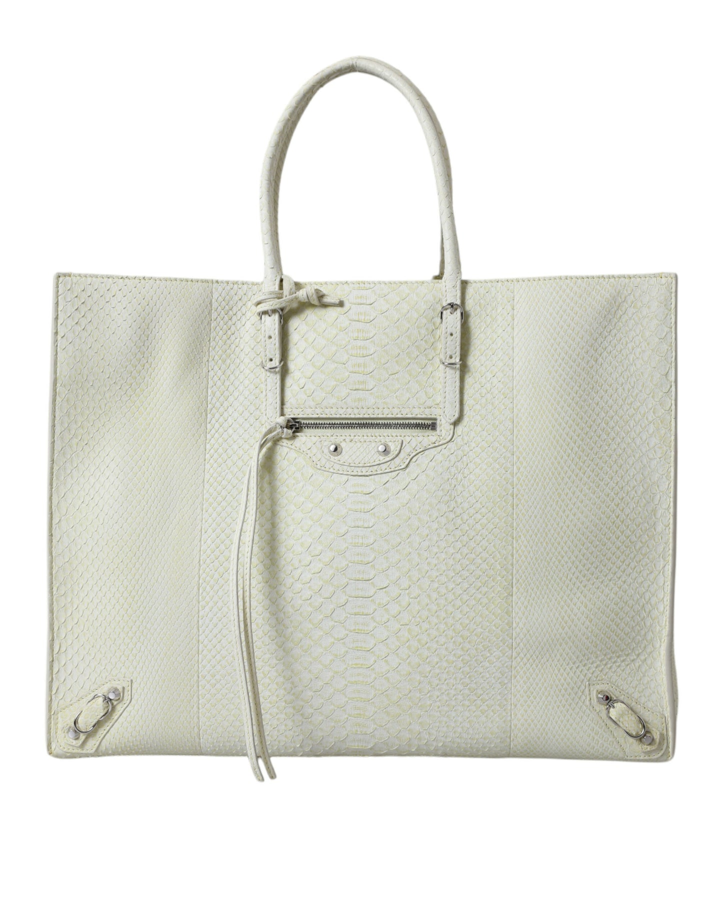 Bolso de compras PAPIER de piel exótica blanca y amarilla