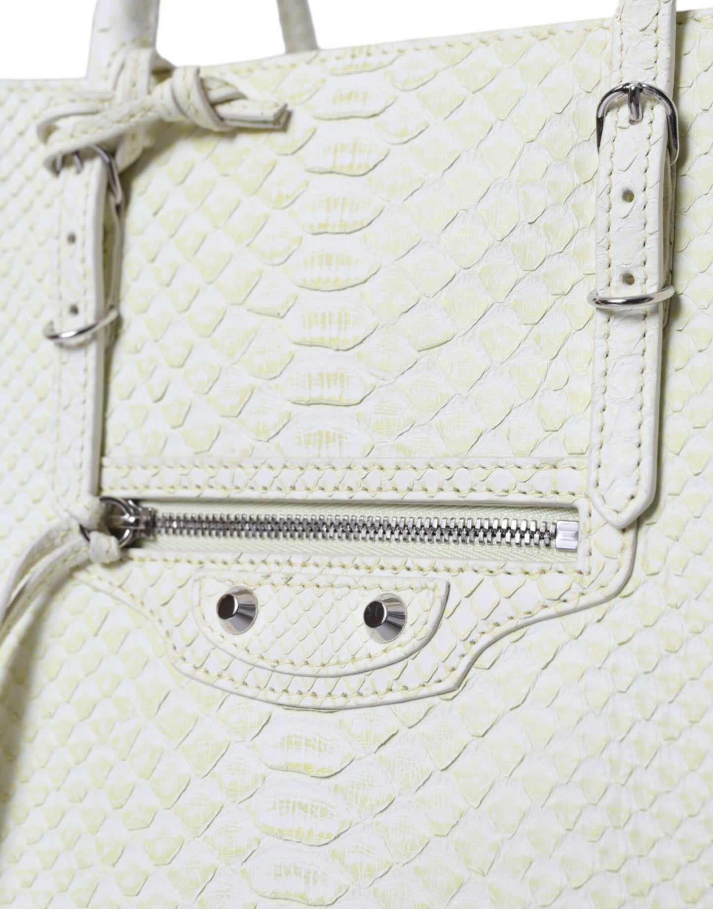 Bolso de compras PAPIER de piel exótica blanca y amarilla