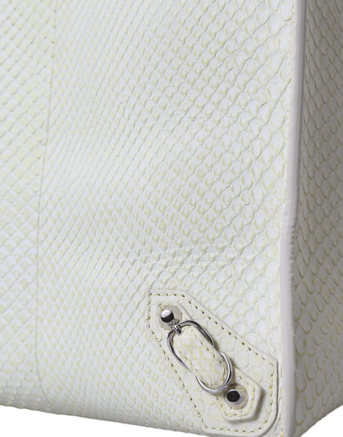 Bolso de compras PAPIER de piel exótica blanca y amarilla
