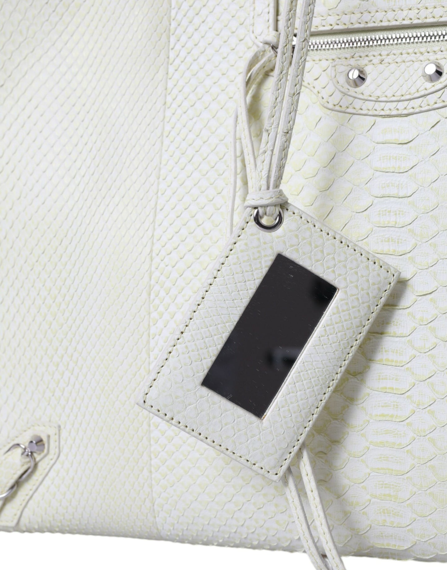 Bolso de compras PAPIER de piel exótica blanca y amarilla