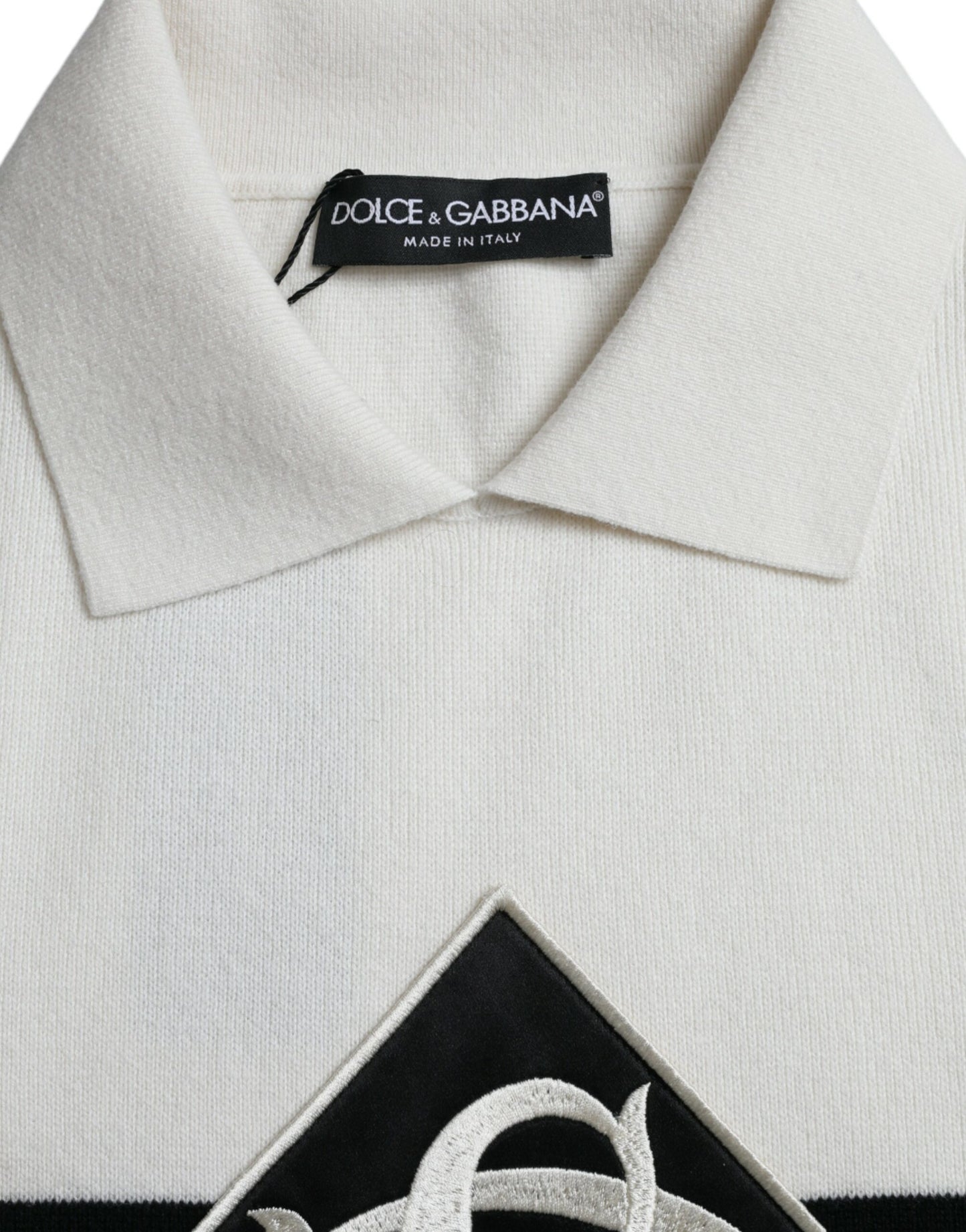 T-shirt Henley blanc à col avec logo DG
