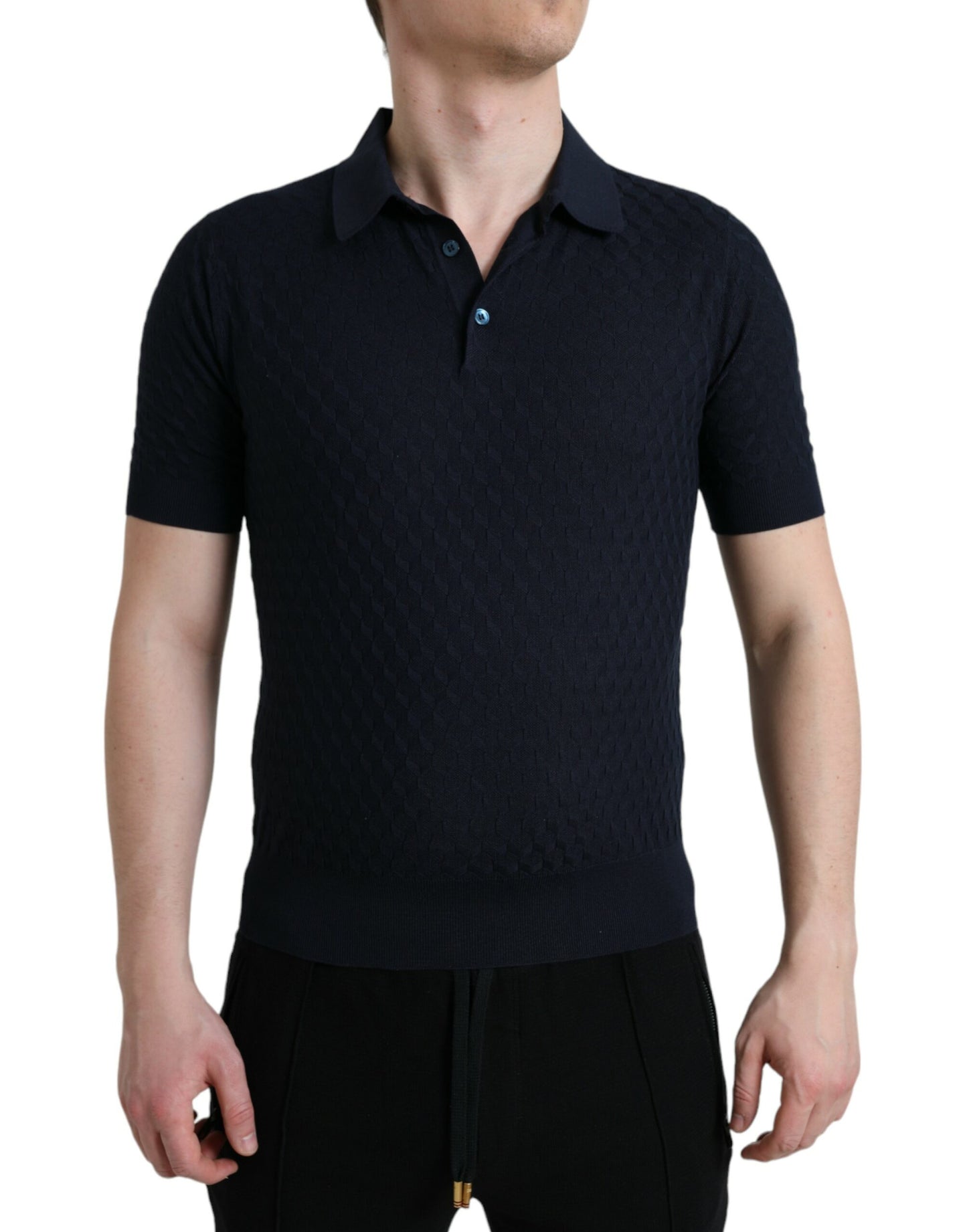 Polo à manches courtes et col bleu foncé