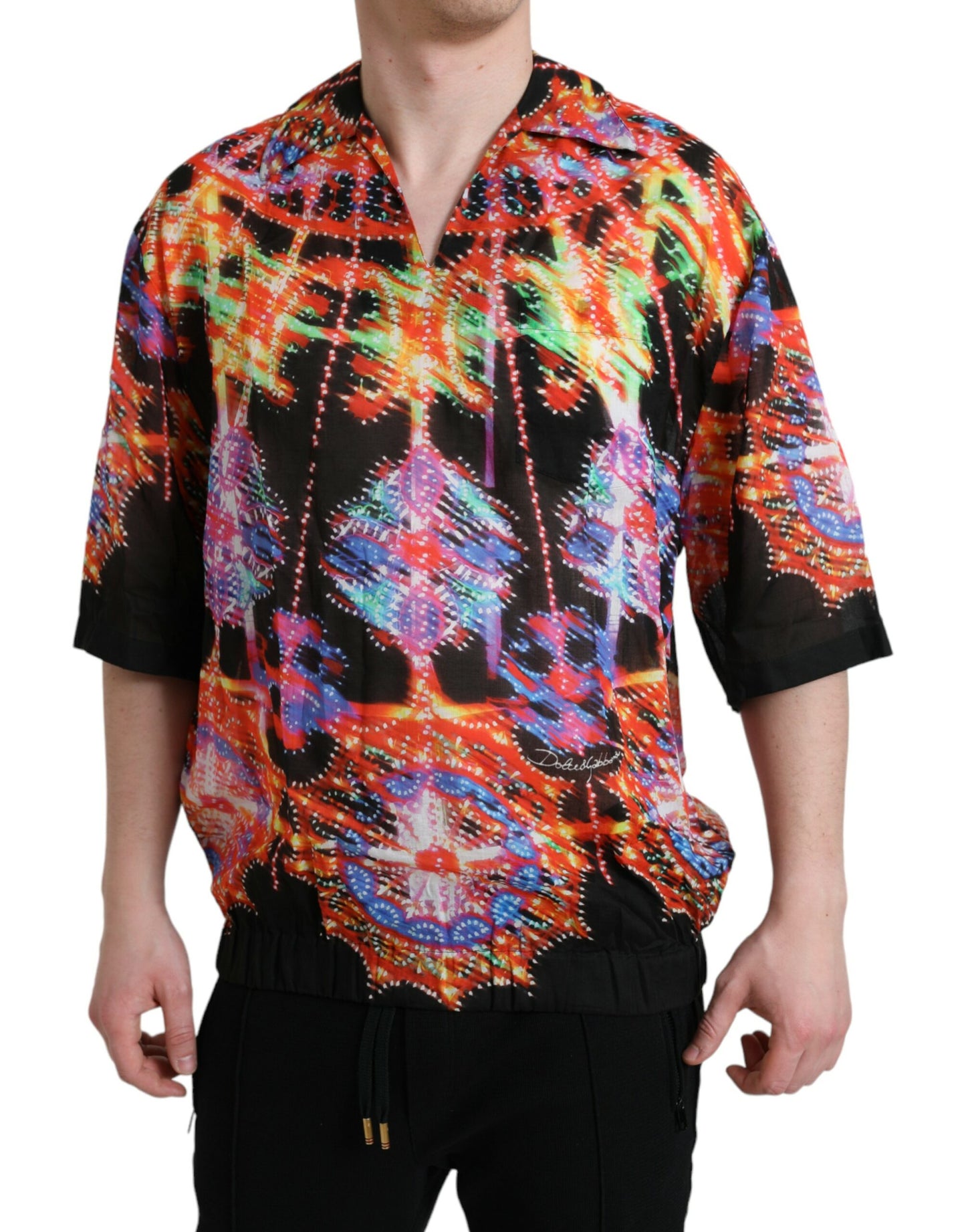 T-shirt en coton à imprimé Luminarie multicolore