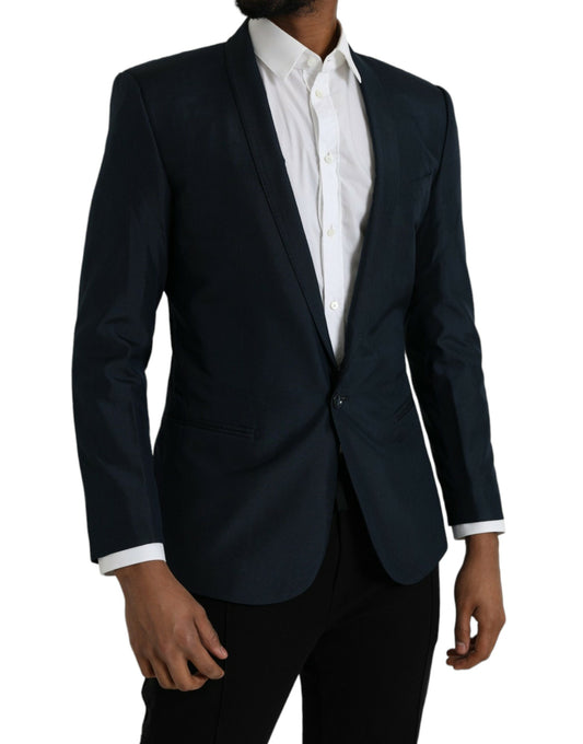 Blazer de botonadura sencilla con muesca azul GOLD