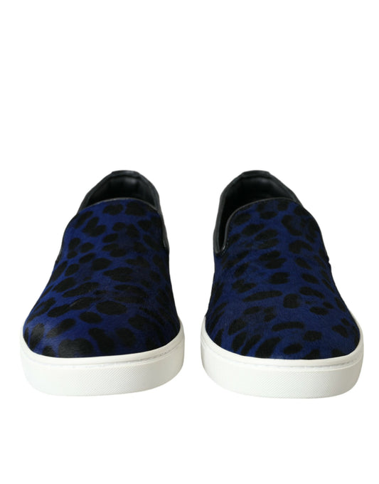 Zapatillas deportivas de leopardo con pelo de becerro azul