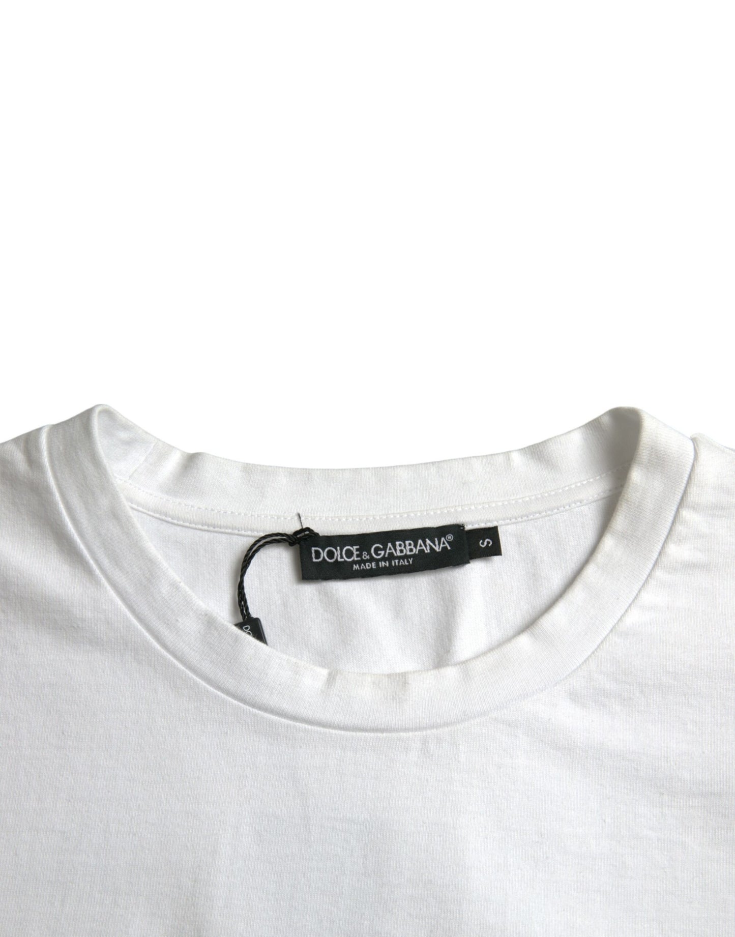 T-shirt ras du cou à manches courtes en coton blanc avec cœur Amor