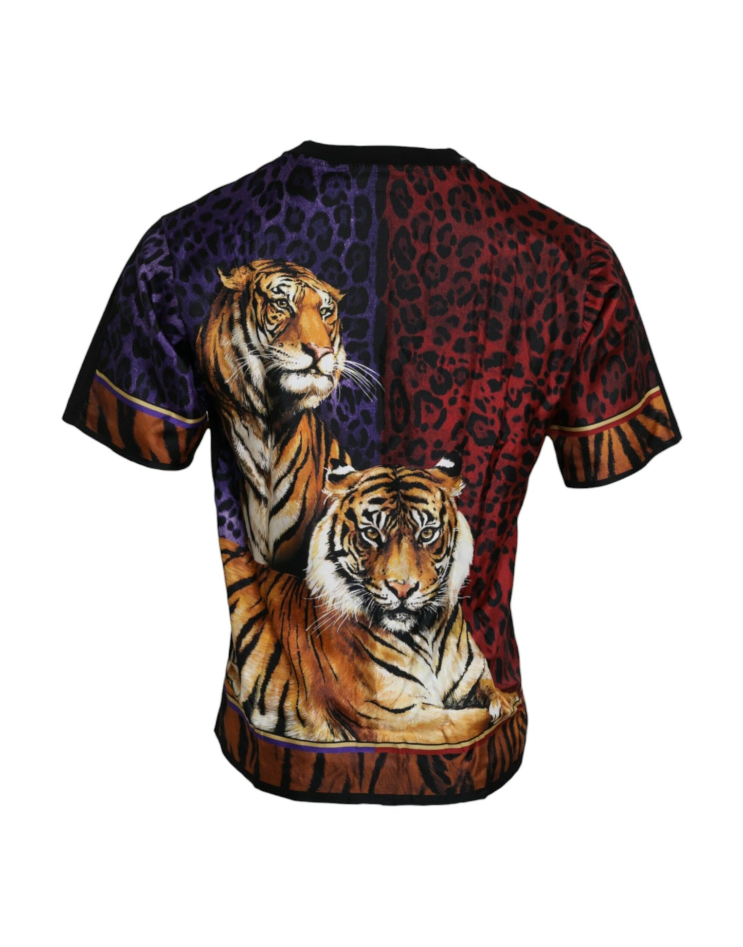 T-shirt à manches courtes en coton imprimé tigre multicolore