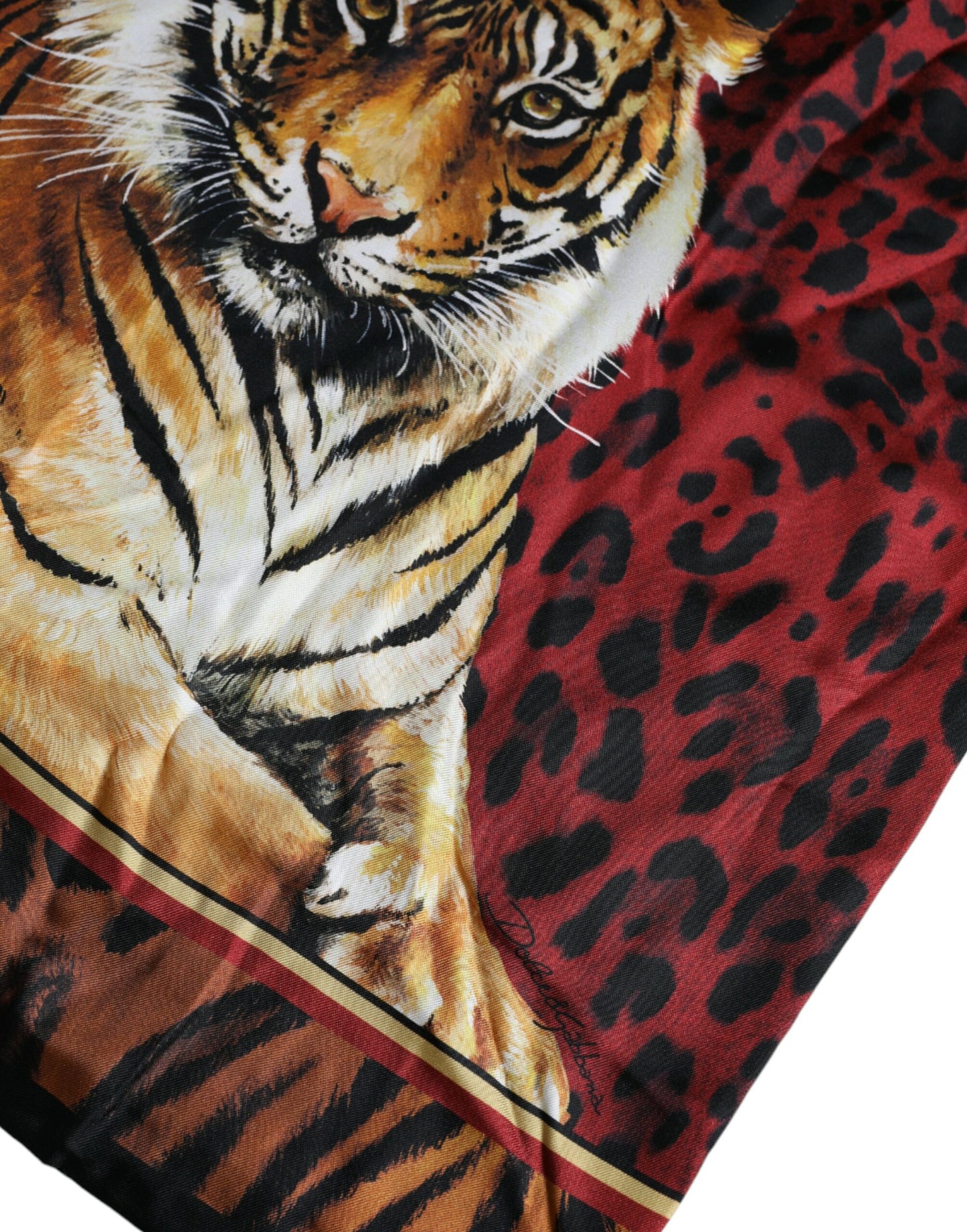 T-shirt à manches courtes en coton imprimé tigre multicolore