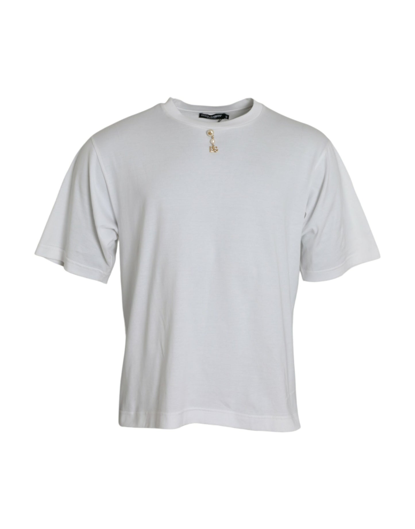 T-shirt ras du cou en coton blanc orné