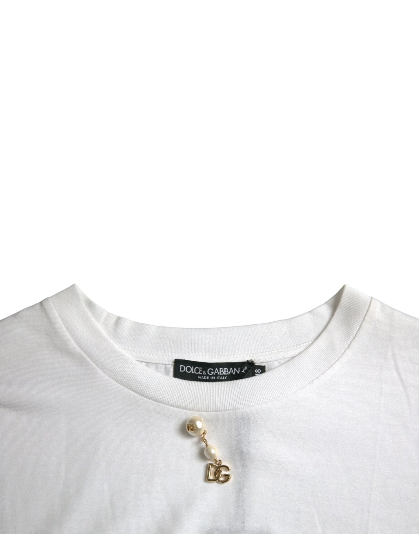 T-shirt ras du cou en coton blanc orné