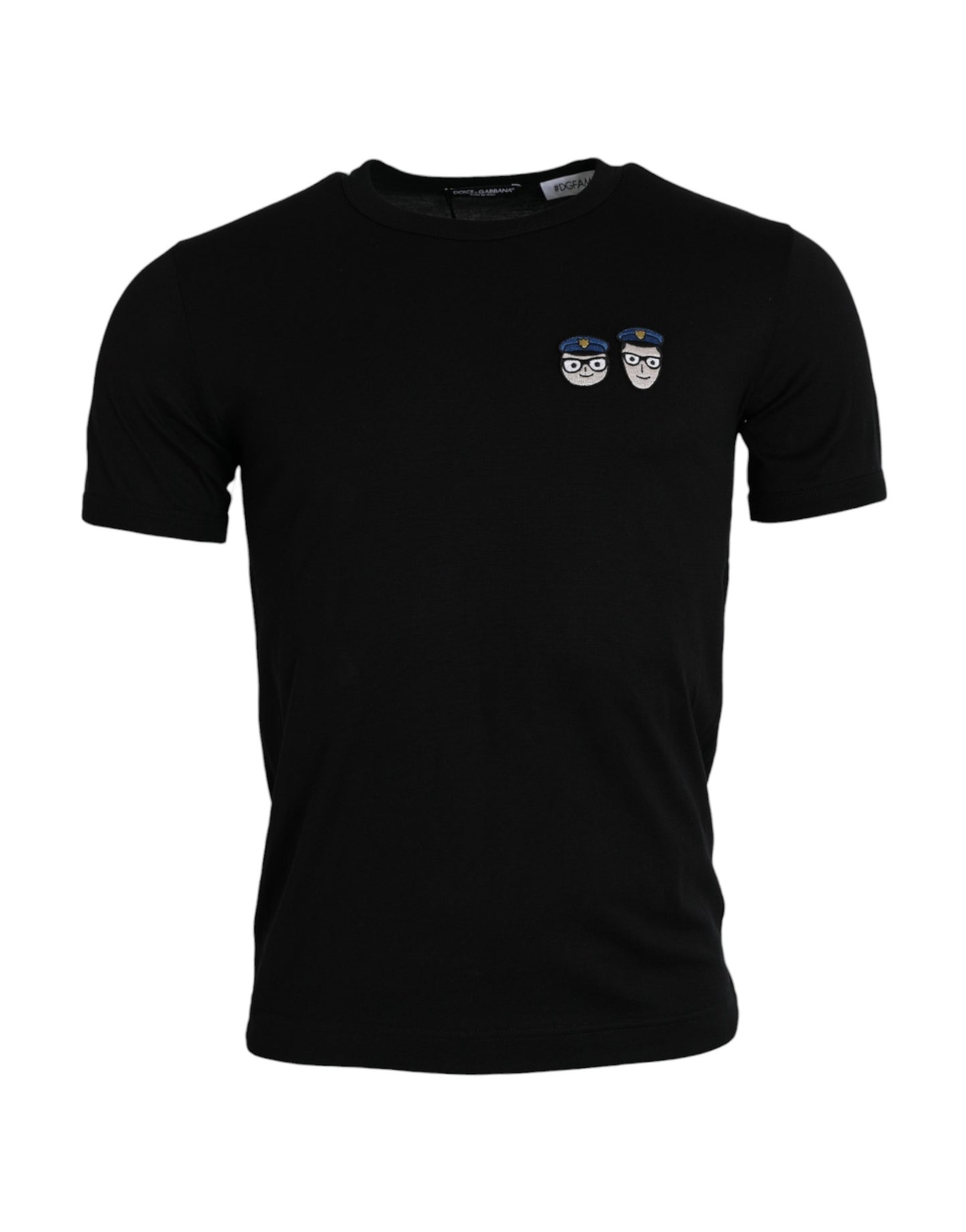 T-shirt ras du cou en coton noir #DGFamily